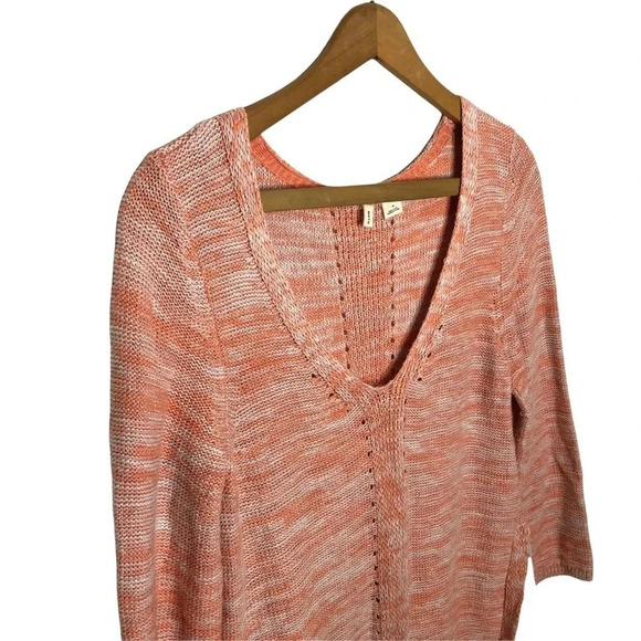Anthropologie Moth Aselin Sweater Top Layered Look Knit Blouse Medium Peach Pink - Picture 4 of 9